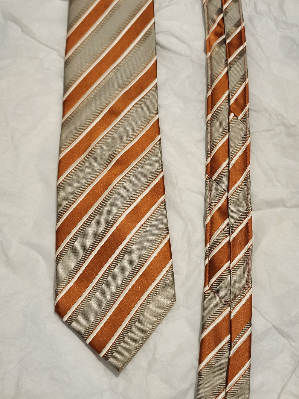 Boulevard Club Orange and Taupe Striped Men's Tie